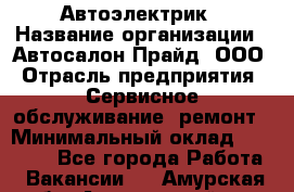 Автоэлектрик › Название организации ­ Автосалон Прайд, ООО › Отрасль предприятия ­ Сервисное обслуживание, ремонт › Минимальный оклад ­ 20 000 - Все города Работа » Вакансии   . Амурская обл.,Архаринский р-н